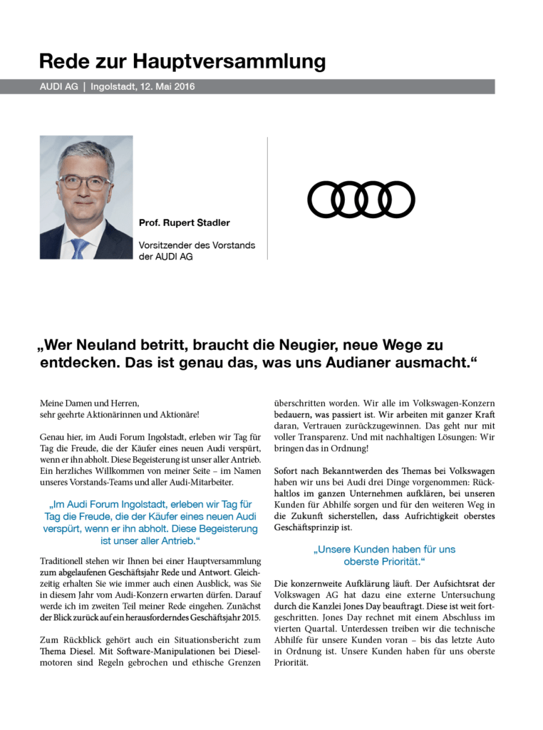 Audi HV Rede 2016