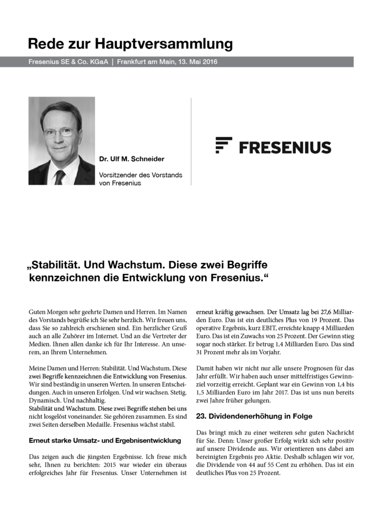 Fresenius HV Rede 2016