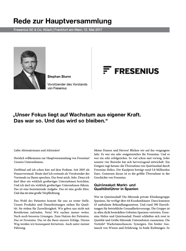 Fresenius HV Rede 2017