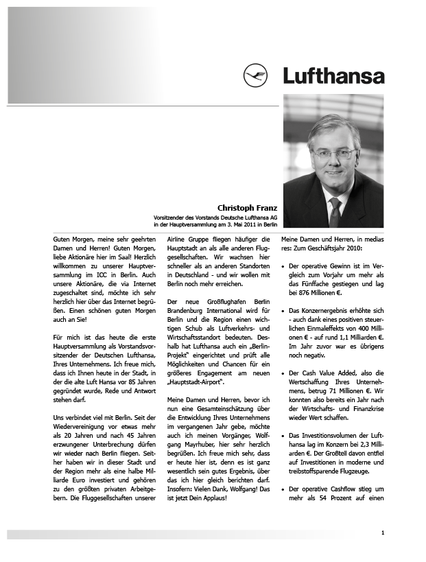 HV Rede Lufthansa 2011