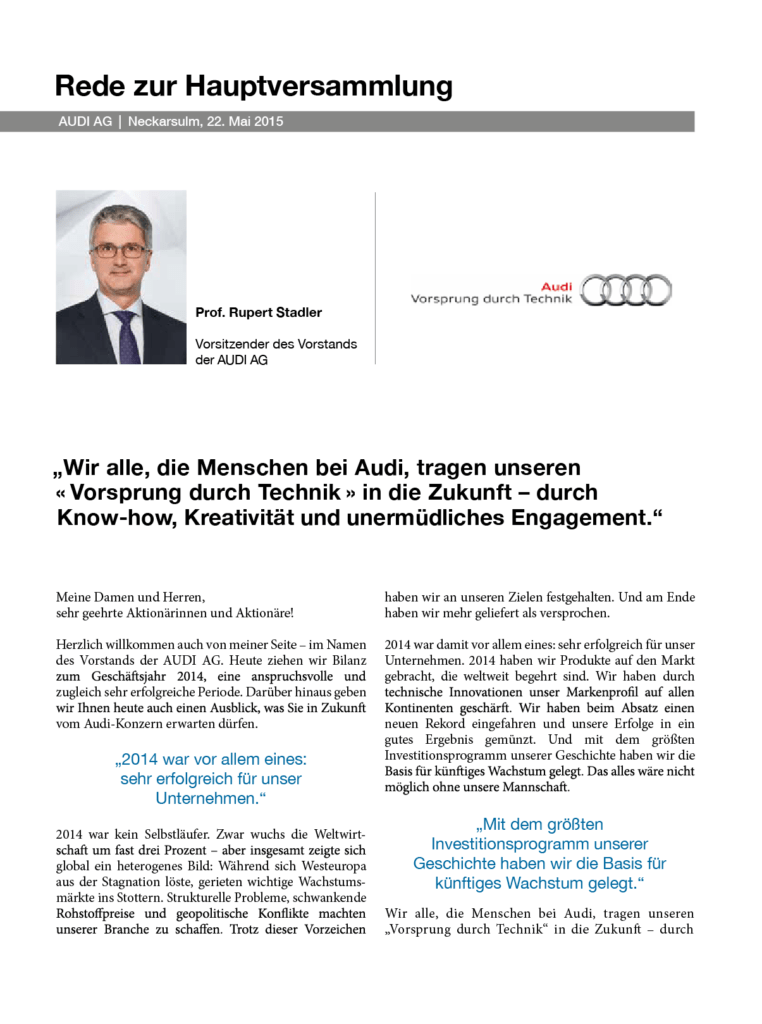 HV Rede Audi 2015