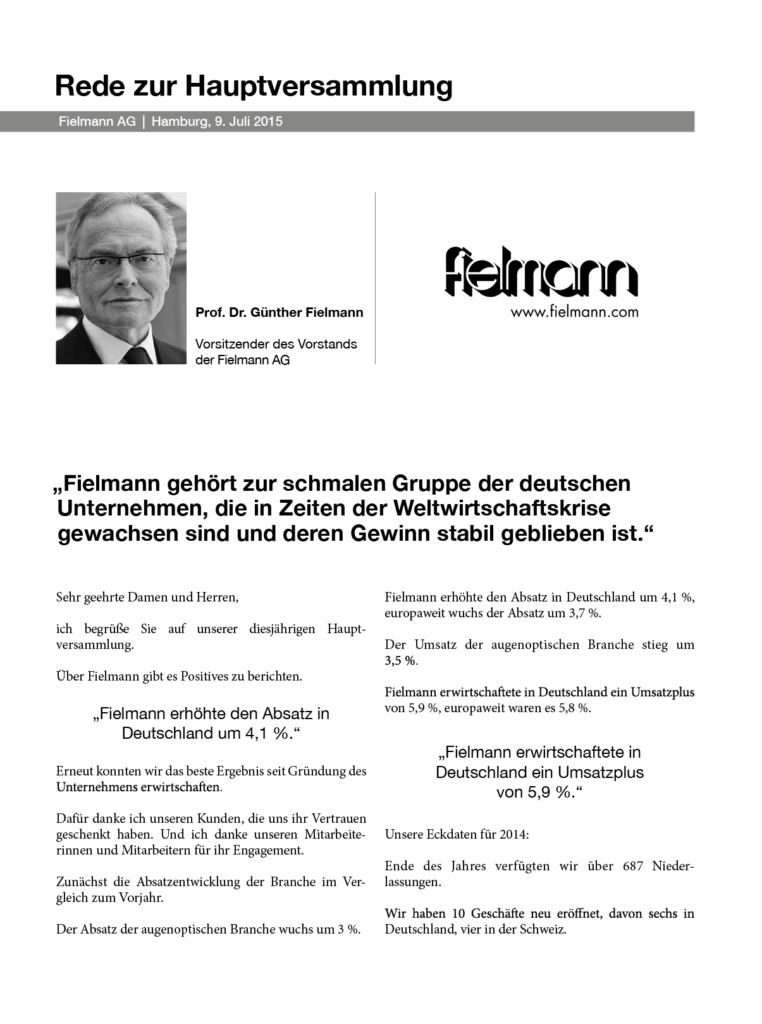 HV Rede Fielmann 2015