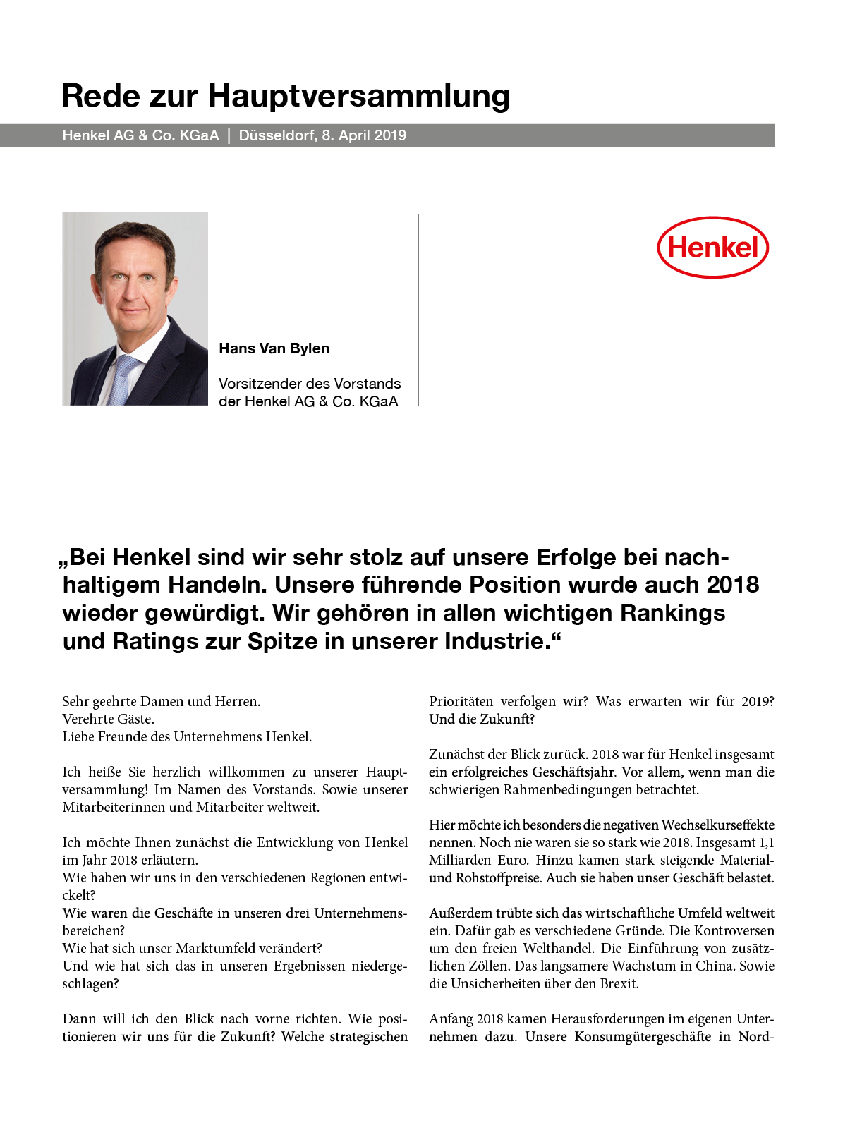 HV Rede Henkel 2019