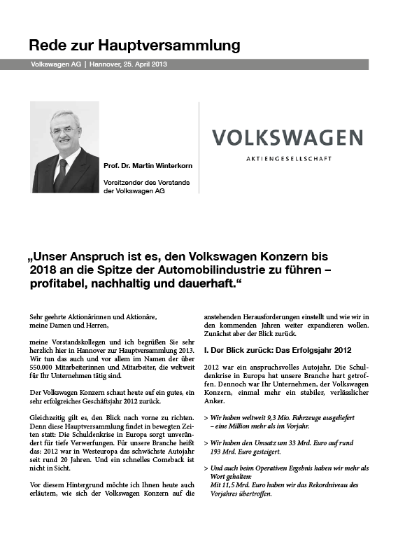 HV Rede VW AG 2013