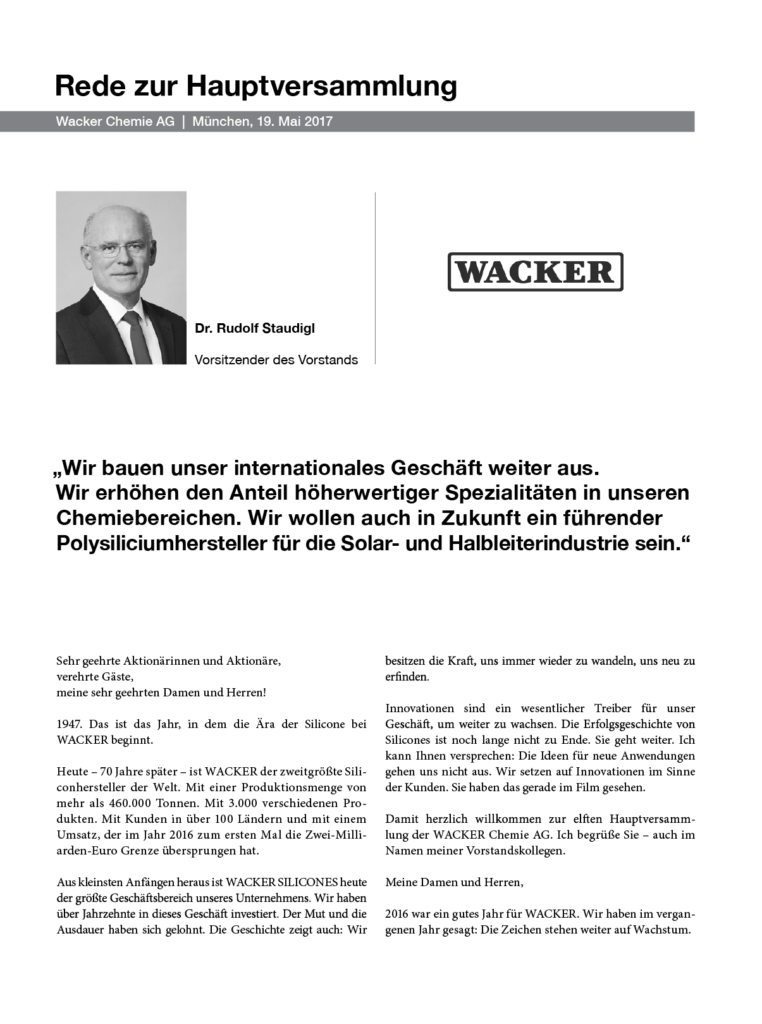 Wacker Chemie HV Rede 2017