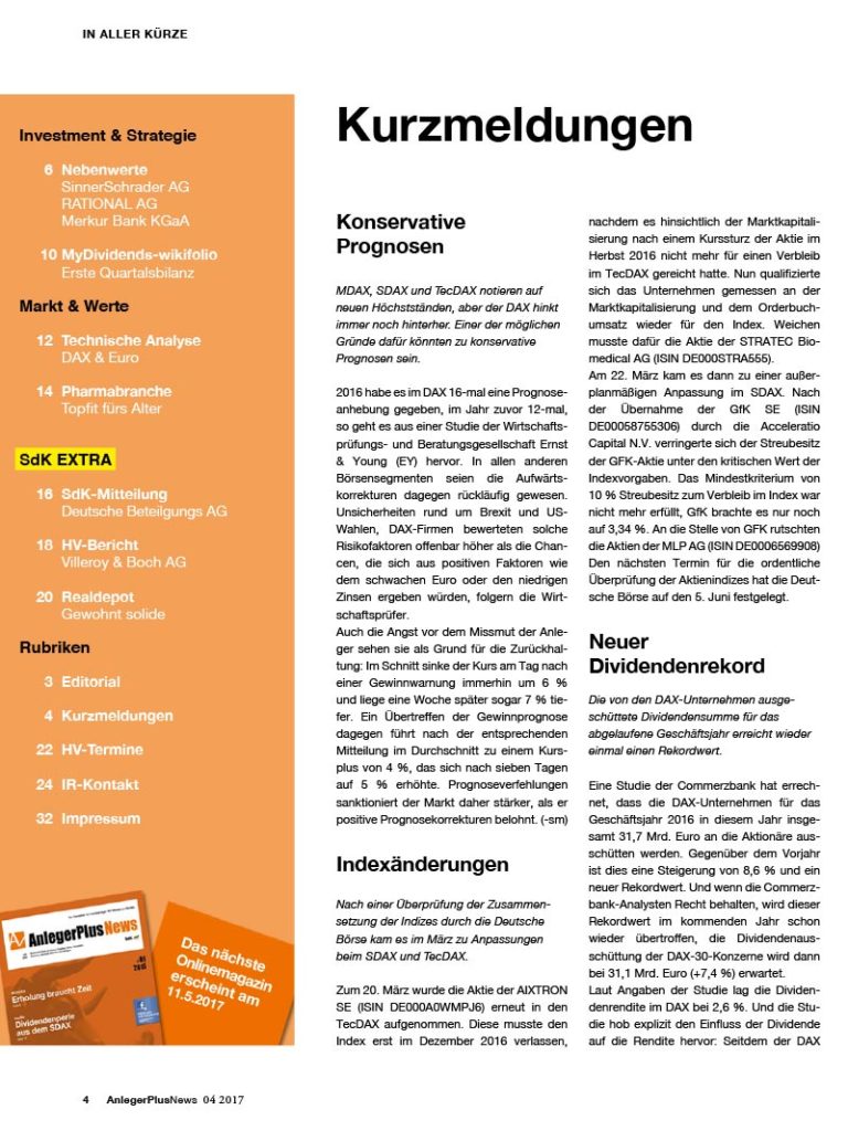 Inhalt AnlegerPlus News 04/2017