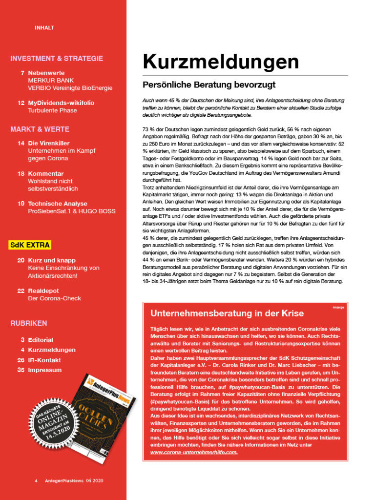 Inhalt AnlegerPlus News 04/2020