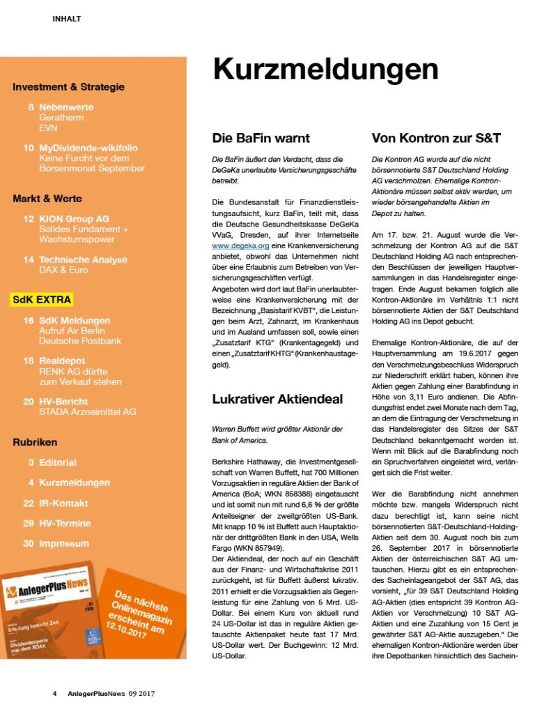 Inhalt AnlegerPlus News 09/2017