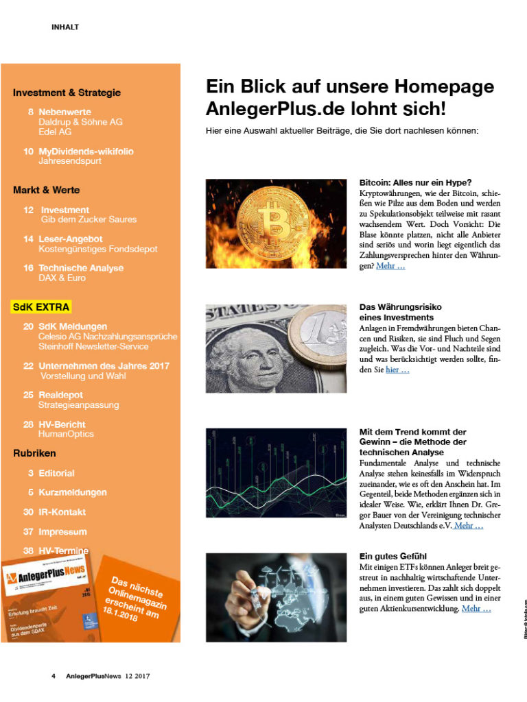 Inhalt AnlegerPlus News 12/2017