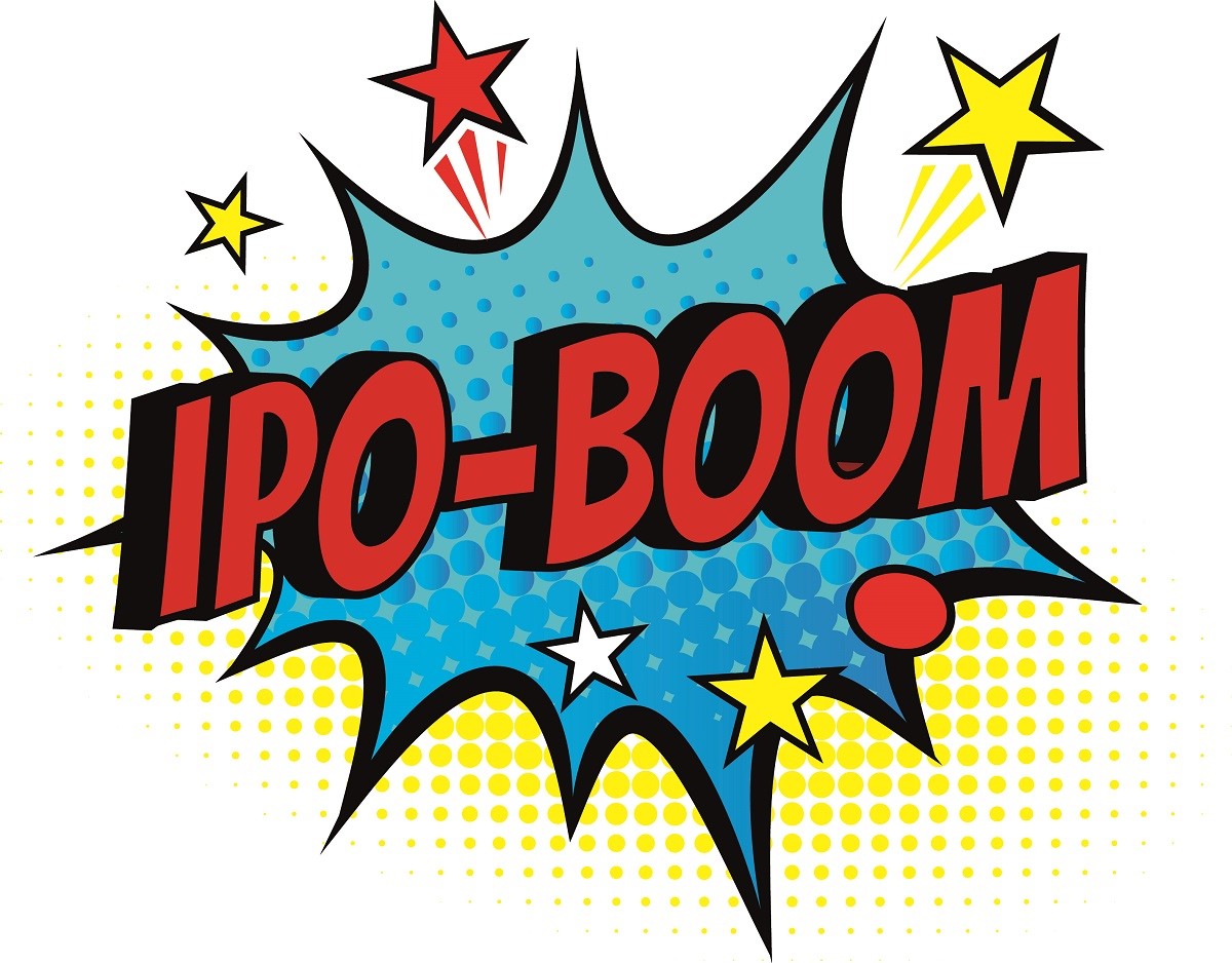 Explosion im Comicstil mit dem Schriftzug IPO Boom