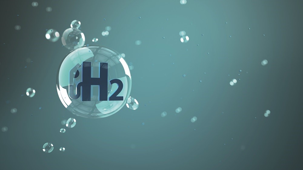 Luftblasen mit dem Chemischen Wasserstoffsymbol