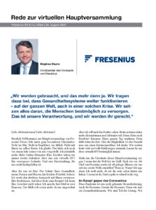 Titelseite FreseniusSE_HVRede2020